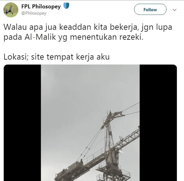 Ingat Nak Terjun, Tak Sangka Ini Yang Dilakukan Pekerja Atas Kren!