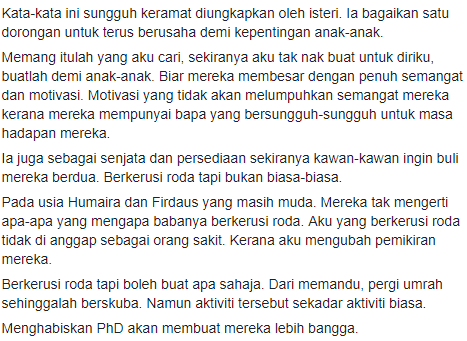 “Kalau Tidak Buat Untuk Diri Sendiri, Buatlah Untuk Anak-Anak” – Bapa Lumpuh Berjaya Genggam PhD