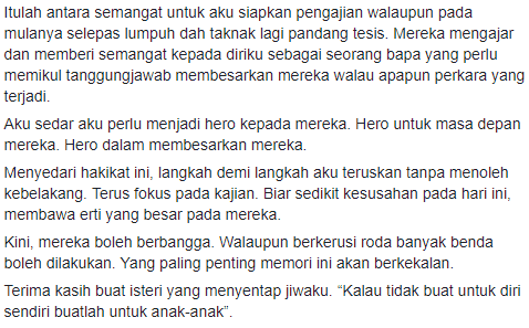 “Kalau Tidak Buat Untuk Diri Sendiri, Buatlah Untuk Anak-Anak” – Bapa Lumpuh Berjaya Genggam PhD