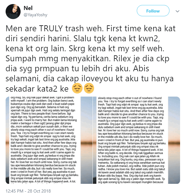 Saya Sayang Orang Lain Lebih Dari Awak, Saya Takut Kehilangan Dia..