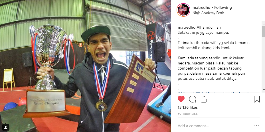 Harumkan Nama Negara, Mat Redho Muncul Juara Ninja Challenge League 2018