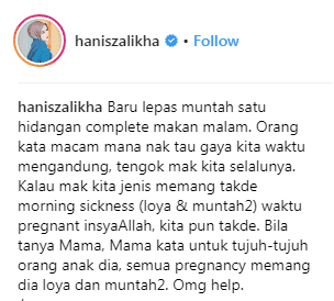 Hanis Zalikha Kongsi Pengalaman Dan Tips Morning Sickness Buat Para Ibu