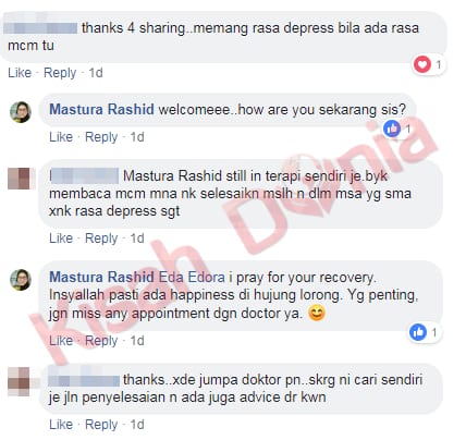 Perkongsian Masalah Mental dan Kemurungan, Respon Yang Diterima Mengejutkan