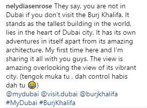 Demi Foto Cantik, Gelagat Kecut Perut Nelydia Di Burj Khalifa Jadi Tumpuan 5