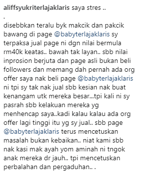 Google Dah Beri RM53K, Tapi Aliff Syukri Nak Jual IG Anak Angkat RM40K Pula?