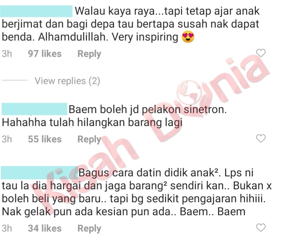 ‘Walau Kaya Tetap Ajar Anak Berjimat’- Datin Shahida Didik Anak Dipuji Netizen