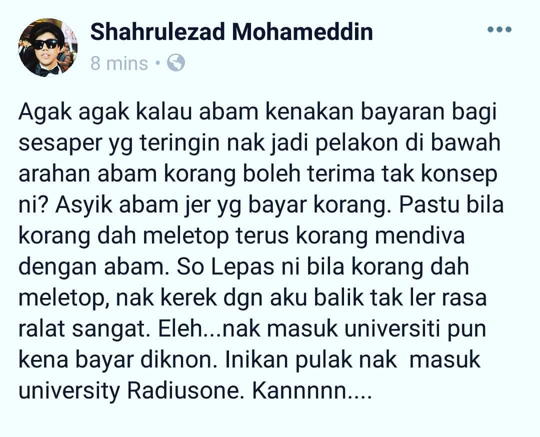 Pengarah Drama Popular Nur Terkilan Akan Artis Yang Berlagak Diva dan Lupa Diri