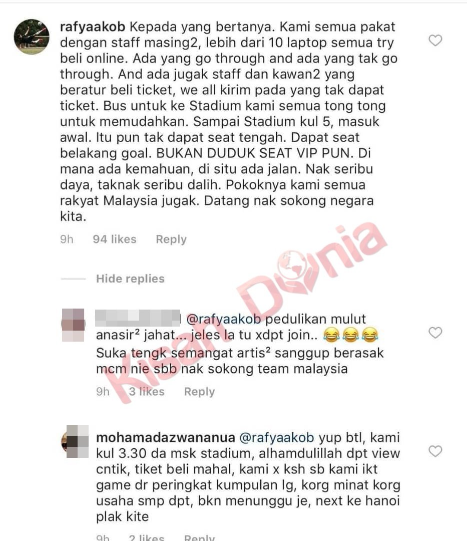 “Artis Senang Je Dapat”-Raf Yaakob Selar Komen Mengenai Tiket Final Bola