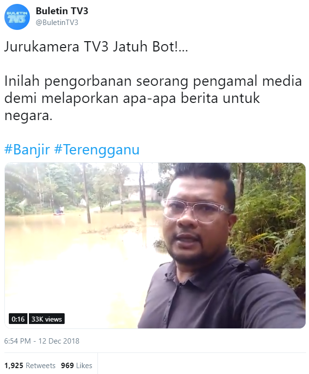 Jurukamera TV3 Jatuh Bot, Tapi Reaksi Rakan Yang Buat Liputan Jadi Perhatian