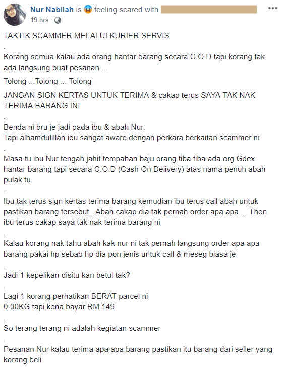 Taktik Scammer Melalui Kurier Servis,Ramai Cuak Akan Modus Operandi Terbaru Ini