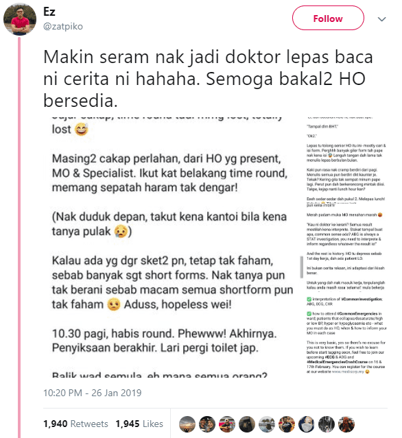 Baru Hari Pertama Dah Kena Sindir Dengan Senior, Doktor Pelatih Buka Cerita