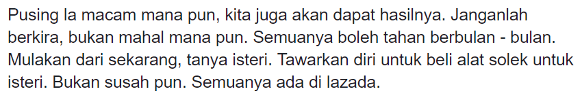 “Jangan Berkira!”- Lelaki Ini Kongsi Sebab Suami Perlu Beli Makeup Untuk Isteri