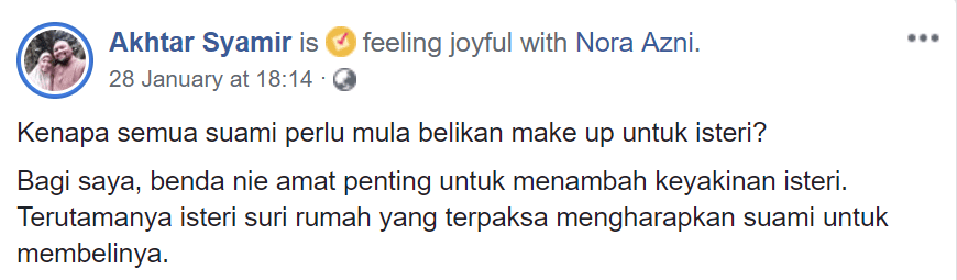 “Jangan Berkira!”- Lelaki Ini Kongsi Sebab Suami Perlu Beli Makeup Untuk Isteri