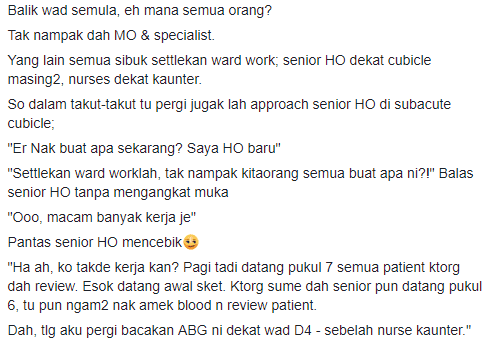 Baru Hari Pertama Dah Kena Sindir Dengan Senior, Doktor Pelatih Buka Cerita