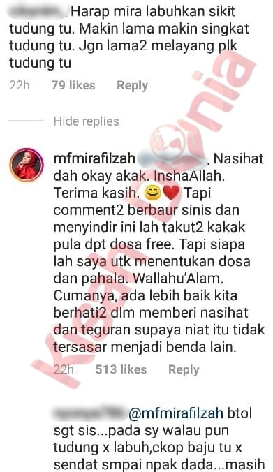 “At Least Tutuplah Dada…” – Mira Filzah Bersuara Bila Imej Ditegur Netizen