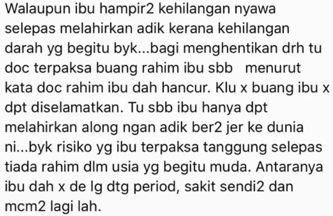 “Mak Terpaksa Buang Rahim Sebab…” – Anak Sebak Baca Luahan Terpendam Ibunya