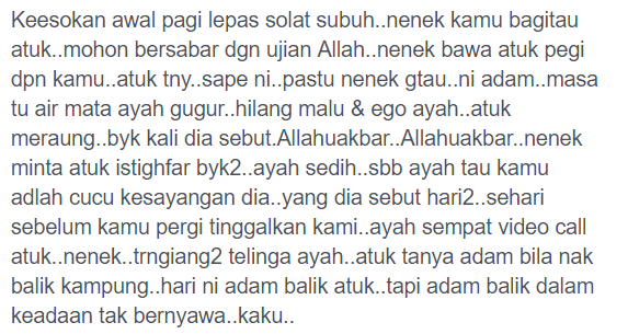 Hari Ni Genap Seminggu Pemergian Kamu, Terdetik Hati Ni Nak Lipat Khemah Kamu..