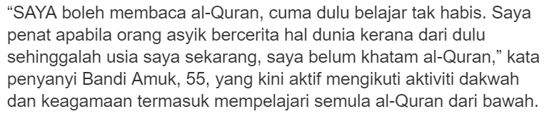 “Dulu Belajar Tak Habis..” – Mula Dari Iqra’, Hijrah Bandi Amuk Wajar Dicontohi