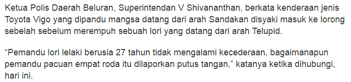 “Bukan Salah Kami”- Lelaki Putus Tangan Bertembung Lori Dedah Kejadian Sebenar