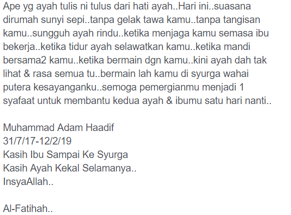 Hari Ni Genap Seminggu Pemergian Kamu, Terdetik Hati Ni Nak Lipat Khemah Kamu..