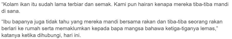 AjaI Di Kolam Ikan, 3 Beradik Ditemui Terapung Lem4s