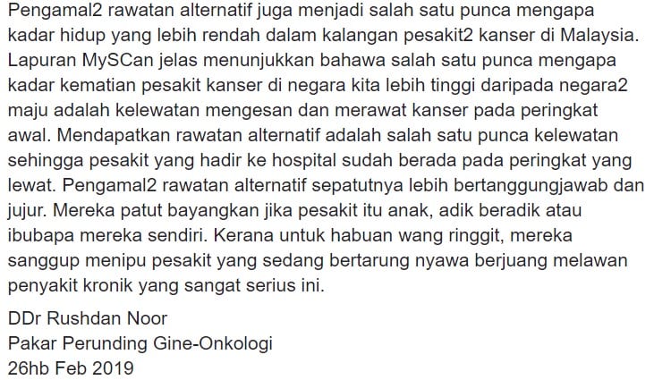 Enggan Dirawat Di H0spital, Doktor Dedah Kisah Pes4kit K4nser Pilih Jumpa Bomoh