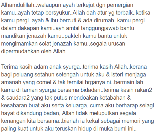 Hari Ni Genap Seminggu Pemergian Kamu, Terdetik Hati Ni Nak Lipat Khemah Kamu..