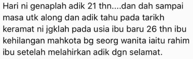 “Mak Terpaksa Buang Rahim Sebab…” – Anak Sebak Baca Luahan Terpendam Ibunya