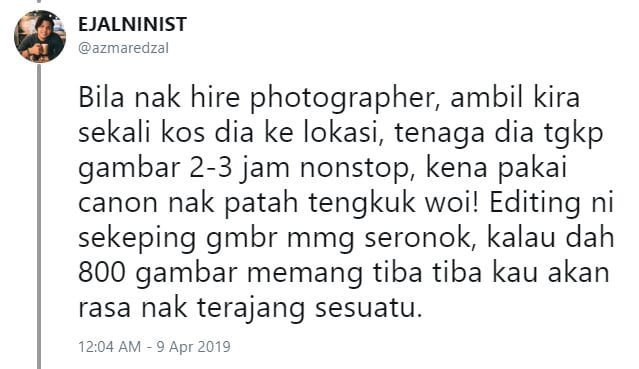 "Dah 2019, Tapi Ramai Pandang Rendah Pada Kami..." - Jurufoto Luah Kecewa 5