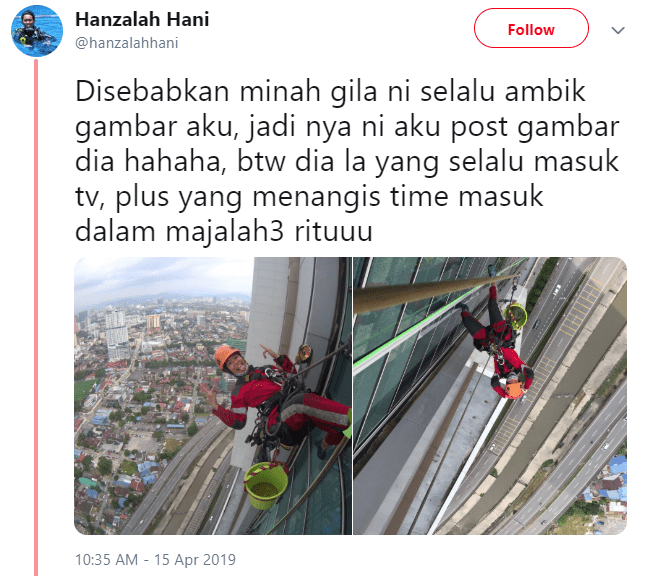 “Bila Bosan Kerja..”- Selamba Main TikTok, Hiburan Pencuci Bangunan Bikin Seram