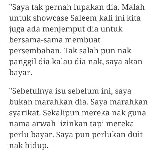 “Minta Izin, Bayar Dulu Sebelum Nyanyi Lagunya..” – Isteri Saleem Luah Kecewa