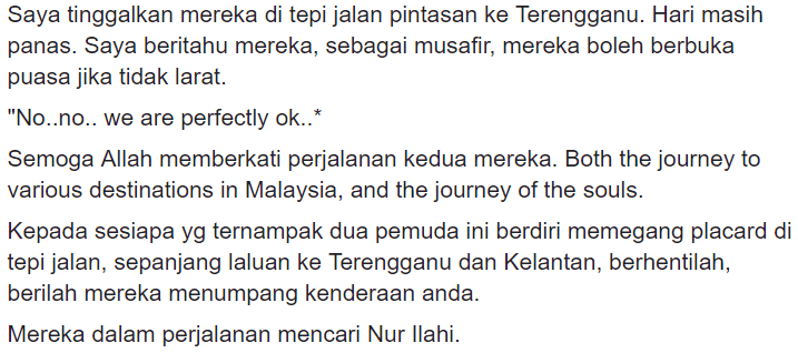 Bantu 2 Orang Musafir Hitch-Hikers Nak Ke Chukai, Wanita Ini Dipuji Netizen