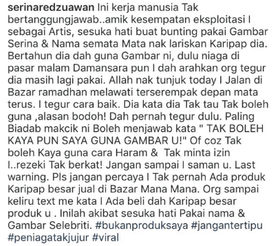 Guna Foto Serina Nak Lariskan Jualan Karipap, Datuk Chef Wan Naik Angin Di IG!