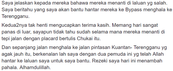 Bantu 2 Orang Musafir Hitch-Hikers Nak Ke Chukai, Wanita Ini Dipuji Netizen