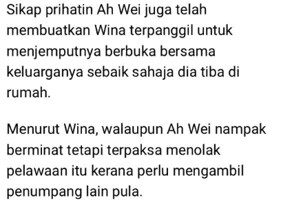 Rela Bayarkan Juadah Berbuka, Gadis Ini Dedah Kebaikan Pemandu Grab Bangsa Cina