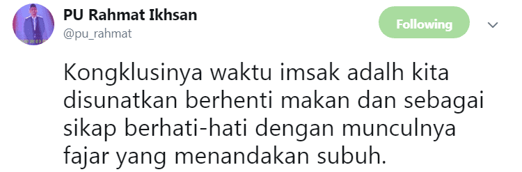 Keliru Boleh Sahur Lagi Atau Tidak Jika Dah Imsak? Ini Jawapan PU Rahmat