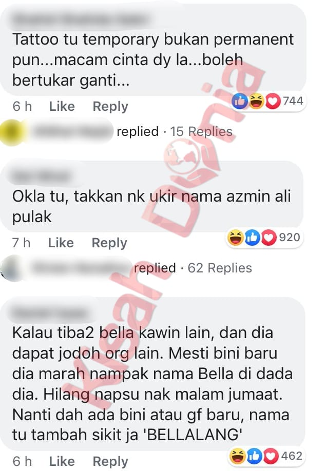 Mengaku Cacah Tatu Nama Bella Guna Inai, Aliff Aziz 'Dibasuh' Netizen 8