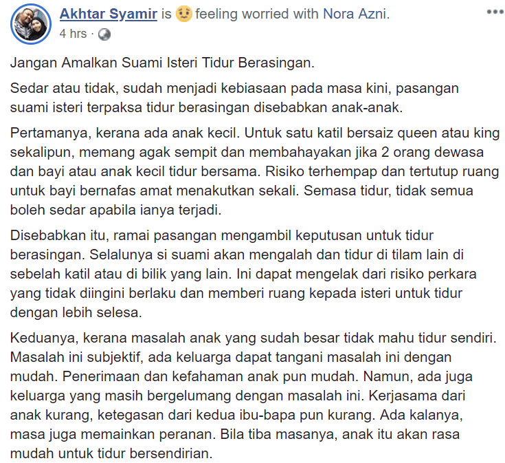 Lepas Ada 3 Anak Baru Sedar.. Rupanya Nak Tidur Berdua Laki Bini Pun Susah