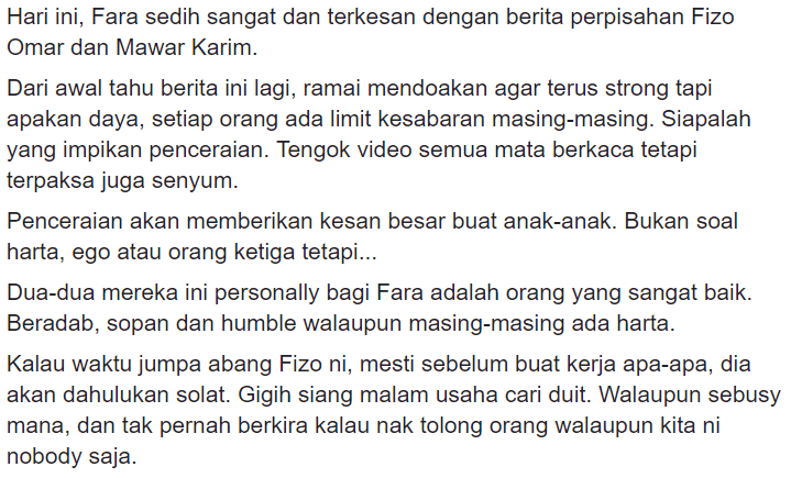 Terkesan Perpisahan Rakan, Wanita Ini Beri Hint Masalah Sebenar Fizo Mawar!