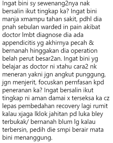 5 Tahun Kahwin Baru Beranak, Ramai Perlekeh Bila Isteri Bersalin Ikut ‘Tingkap’