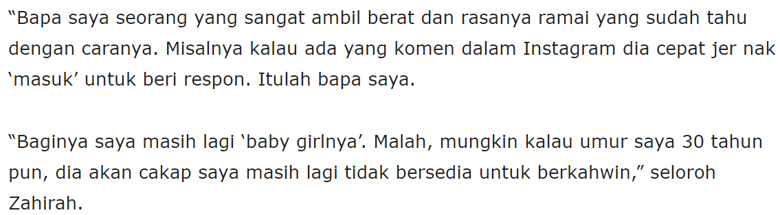 ‘Saya Sebenarnya Taknak Zahirah Dirikan Rumahtangga Buat Masa Ni, Dia Baru 24’