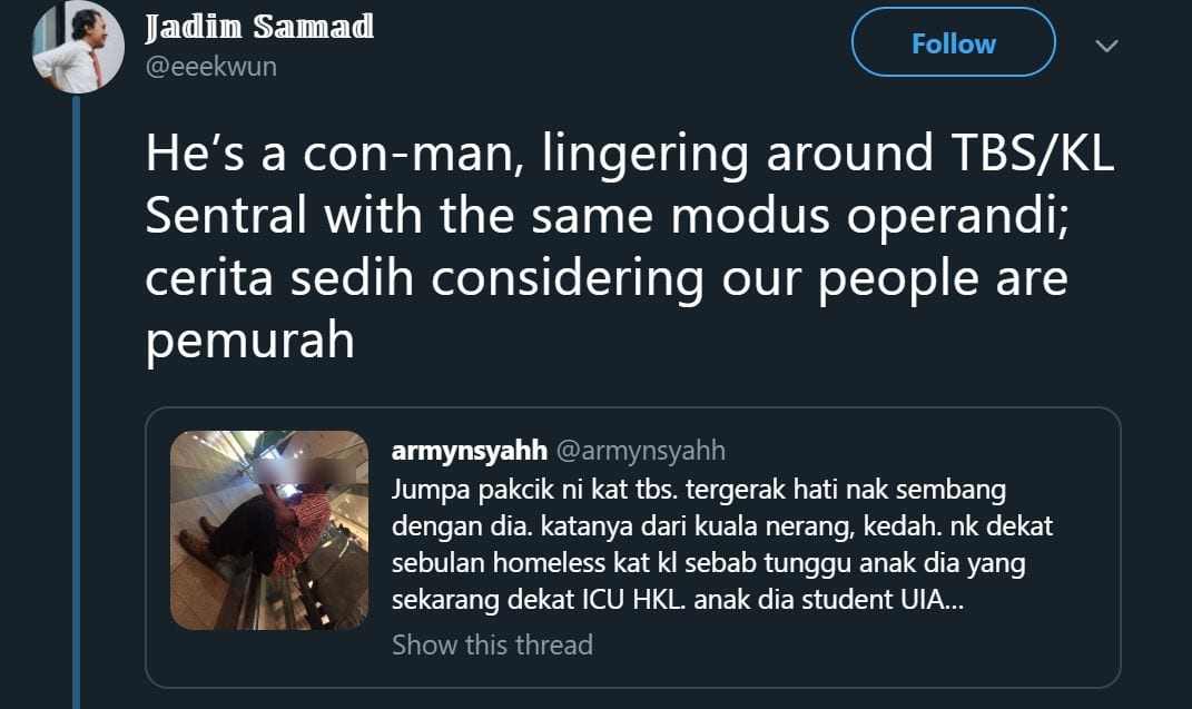 Akui Merempat Sebab Anak Terlantar Di ICU, Tapi Cerita Pakcik TBS Ada Keraguan?