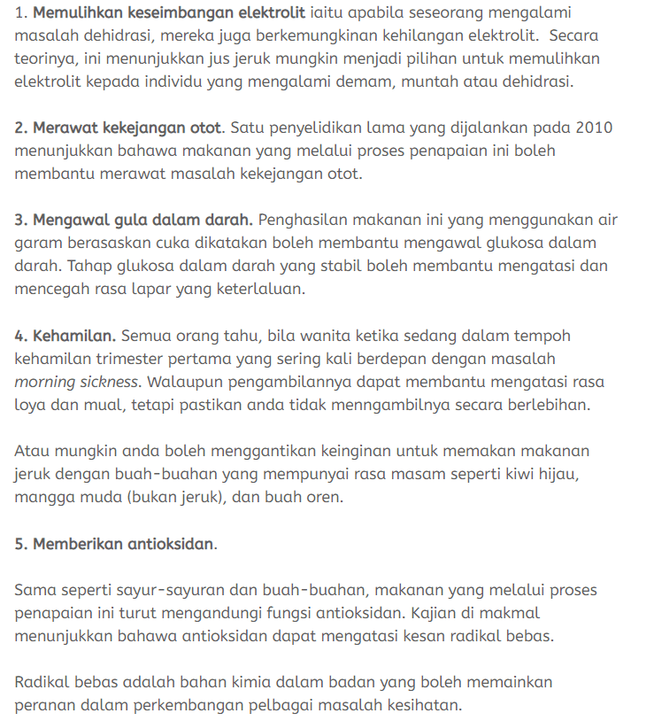 Jangan Risau Nak Makan Jeruk, Rupanya Kajian Kata Baik Untuk Kesihatan!