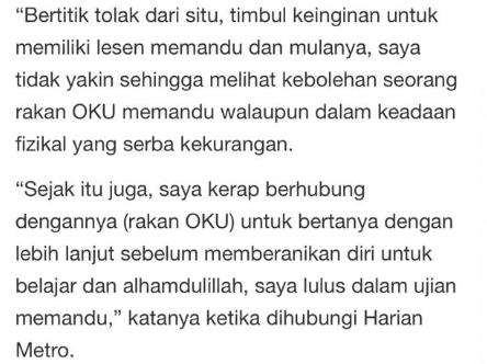 “Mula-Mula Memang Takut” – Viral Pemandu OKU Guna Kaki, Wanita Ini Buka Cerita