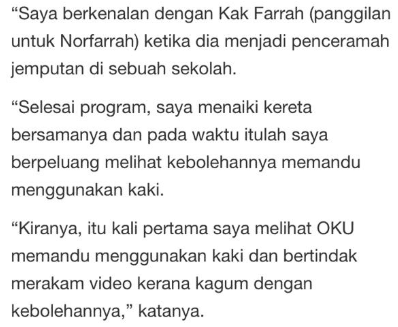 “Mula-Mula Memang Takut” – Viral Pemandu OKU Guna Kaki, Wanita Ini Buka Cerita