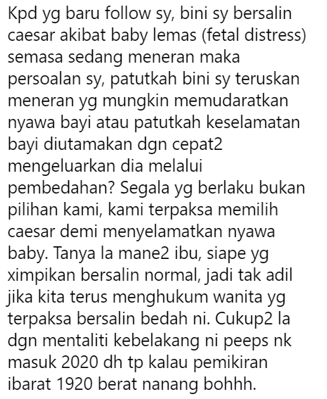 5 Tahun Kahwin Baru Beranak, Ramai Perlekeh Bila Isteri Bersalin Ikut ‘Tingkap’