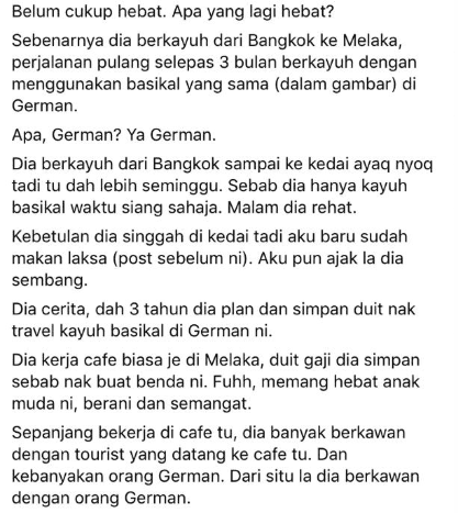 Tiket Flight Balik Mahal, Lelaki Nekad Kayuh Basikal Dari Bangkok Ke Melaka!