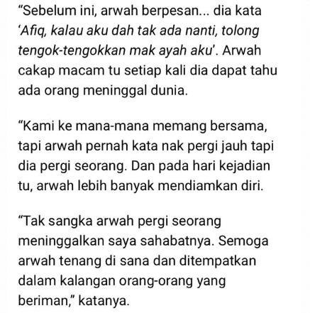 Ajal Dirempuh Lori, Remaja Dedah Sikap Pelik Rakan Baik Sebelum Kehilangannya