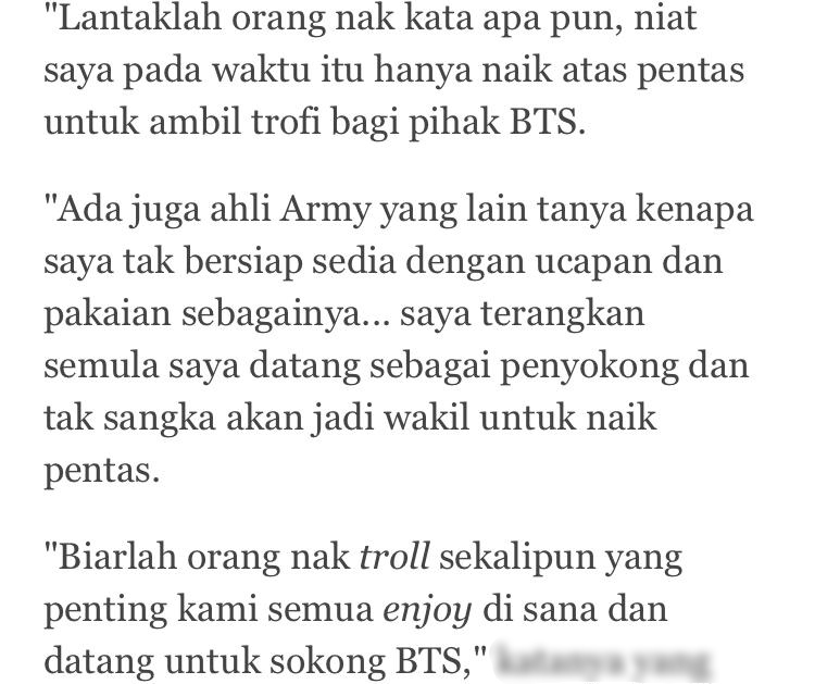 Over Raih Trofi ABPBH, Wakil BTS Army Malaysia Mohon Maaf & Akui Terlalu Teruja