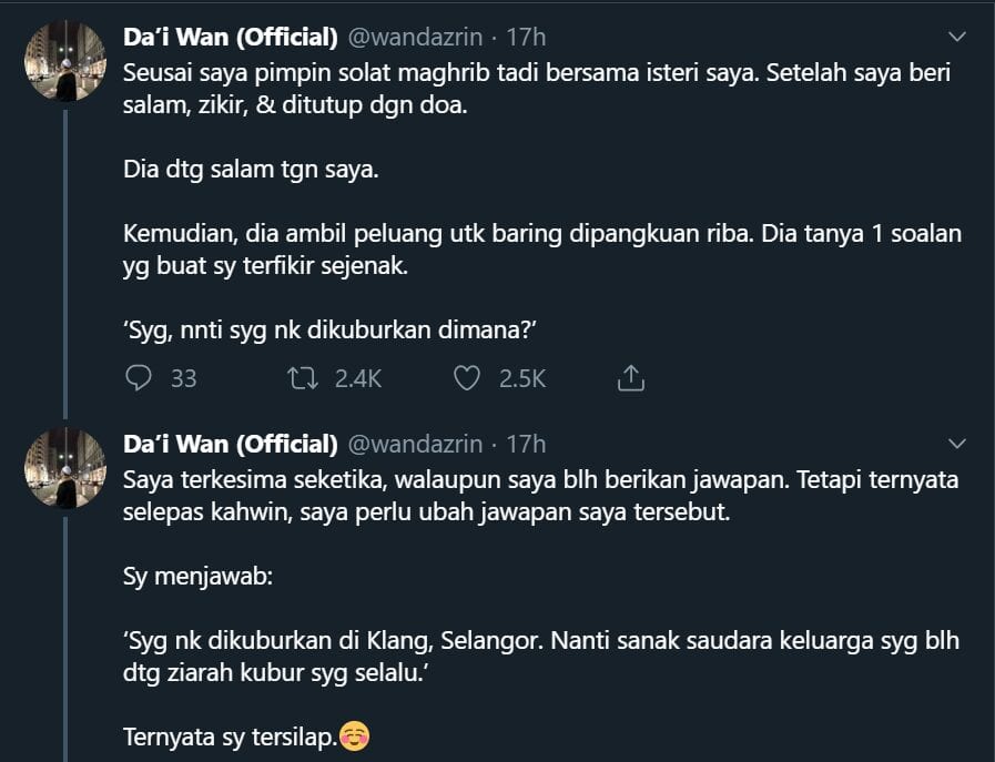 Isteri Tanya Soalan ‘Makan Dalam’ Lepas Solat, Terus Terkedu Da’i Wan Nak Jawab